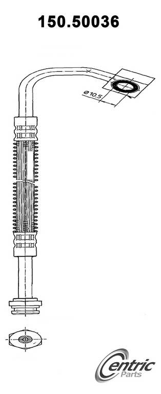 Front View of Front Left Brake Hydraulic Hose CENTRIC 150.50036