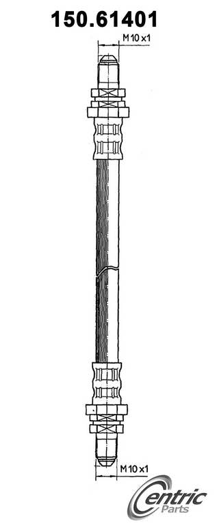 Front View of Rear Upper Brake Hydraulic Hose CENTRIC 150.61401