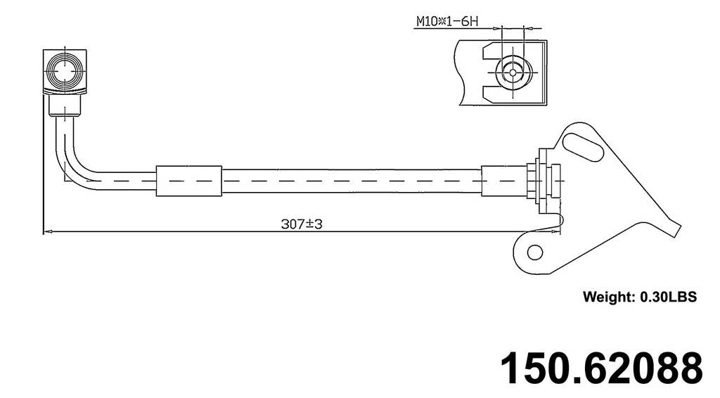 Front View of Front Left Brake Hydraulic Hose CENTRIC 150.62088