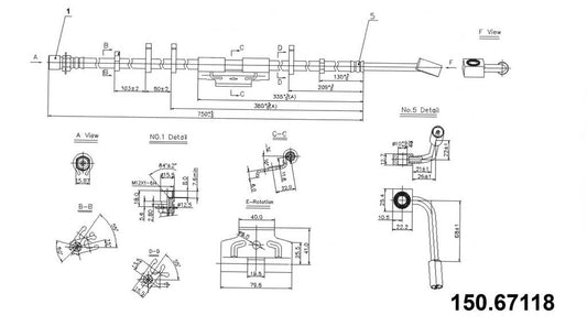 Front View of Front Left Brake Hydraulic Hose CENTRIC 150.67118