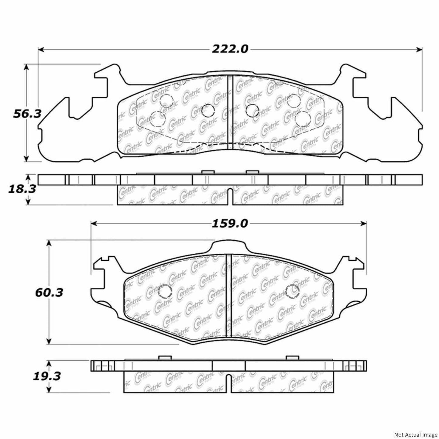 Front View of Front Disc Brake Pad Set CENTRIC 300.02590