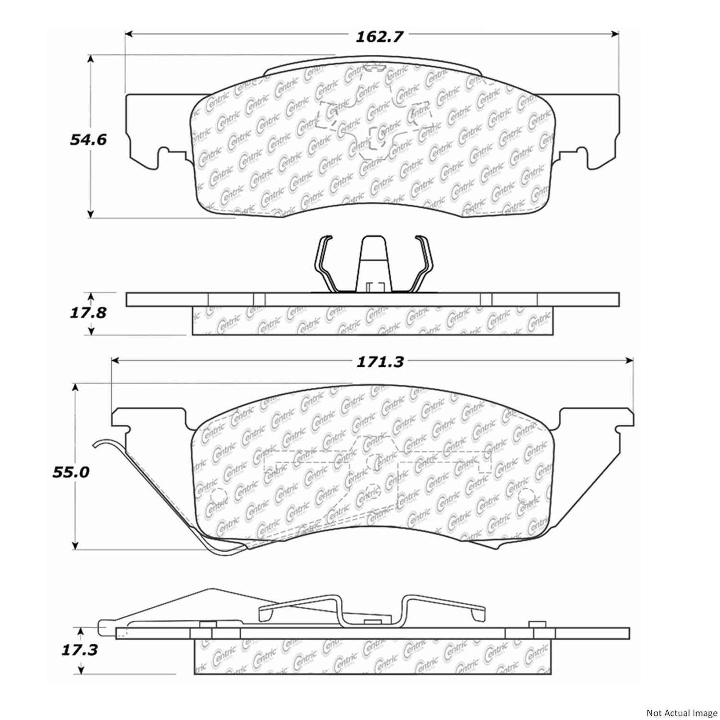 Front View of Front Disc Brake Pad Set CENTRIC 300.03440