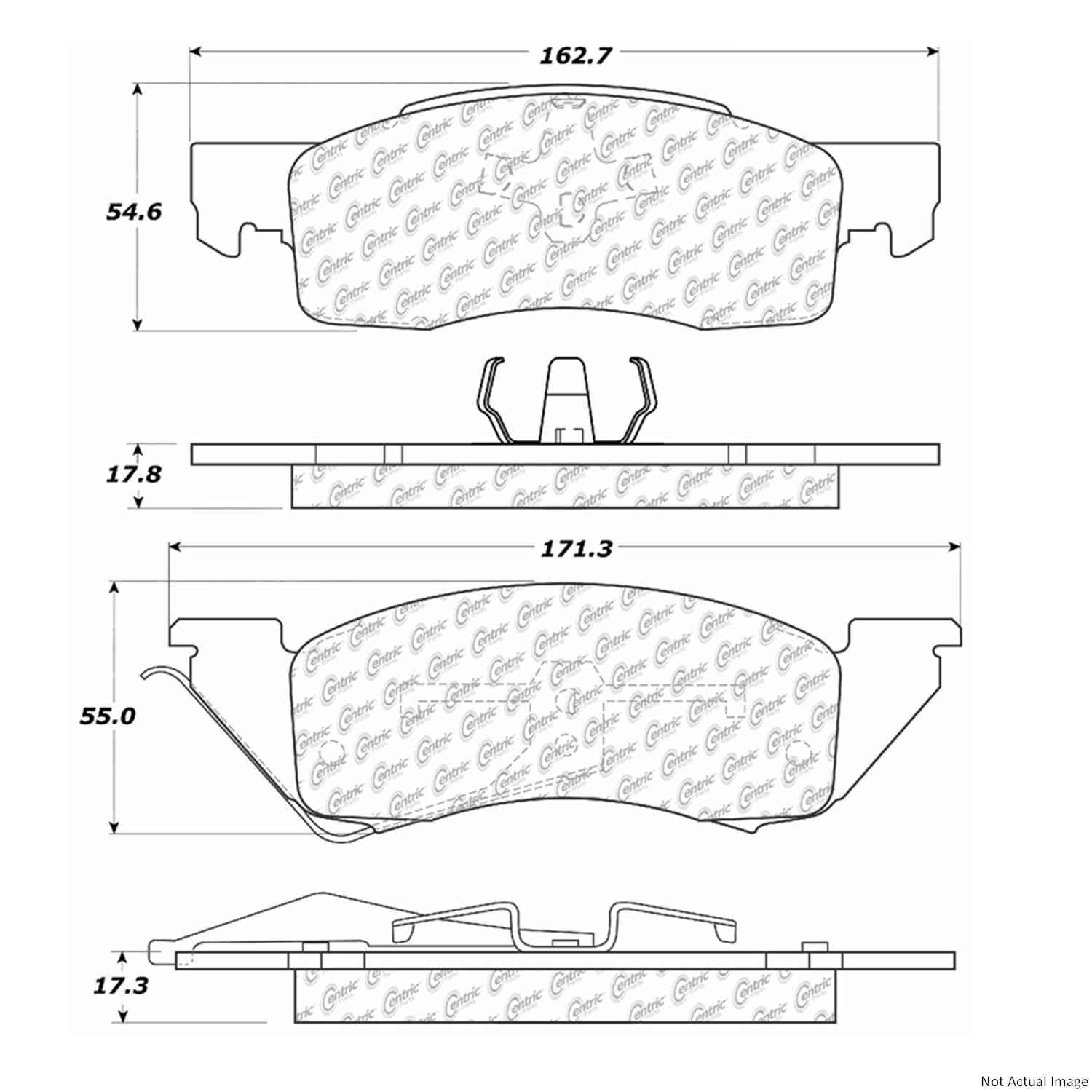 Front View of Front Disc Brake Pad Set CENTRIC 300.03440