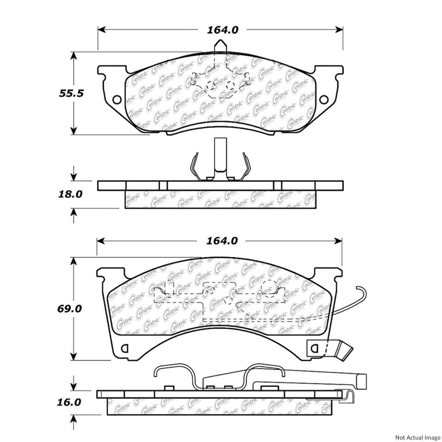 Front View of Front Disc Brake Pad Set CENTRIC 300.04780