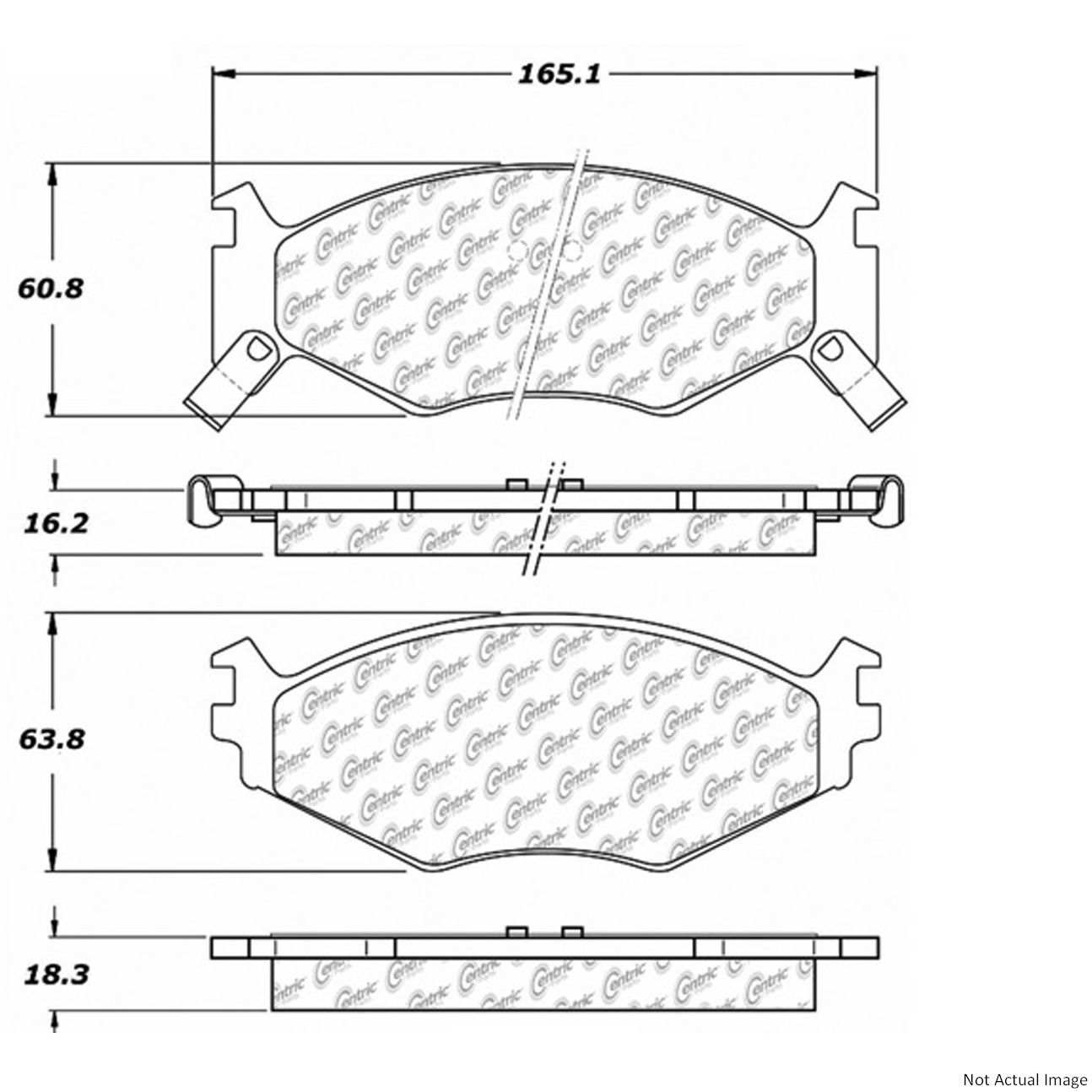 Front View of Front Disc Brake Pad Set CENTRIC 300.05220