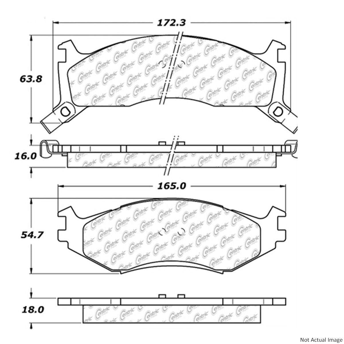 Front View of Front Disc Brake Pad Set CENTRIC 300.05240