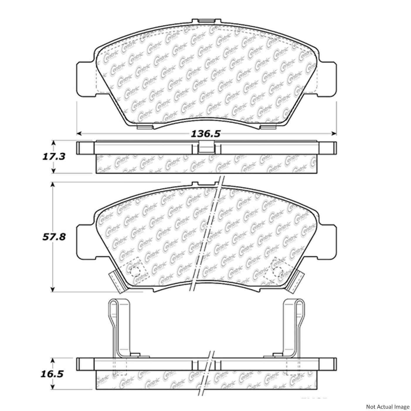 Front View of Front Disc Brake Pad Set CENTRIC 300.06210