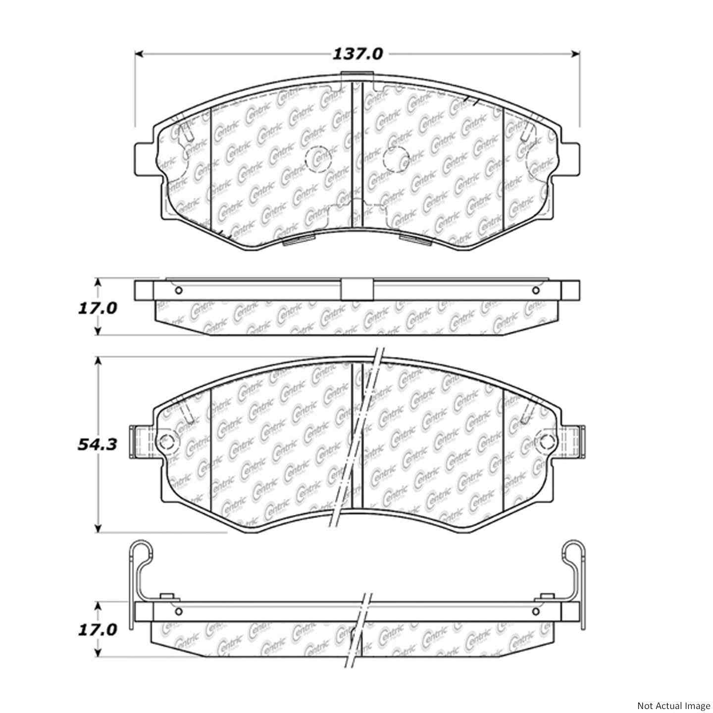 Front View of Front Disc Brake Pad Set CENTRIC 300.07000