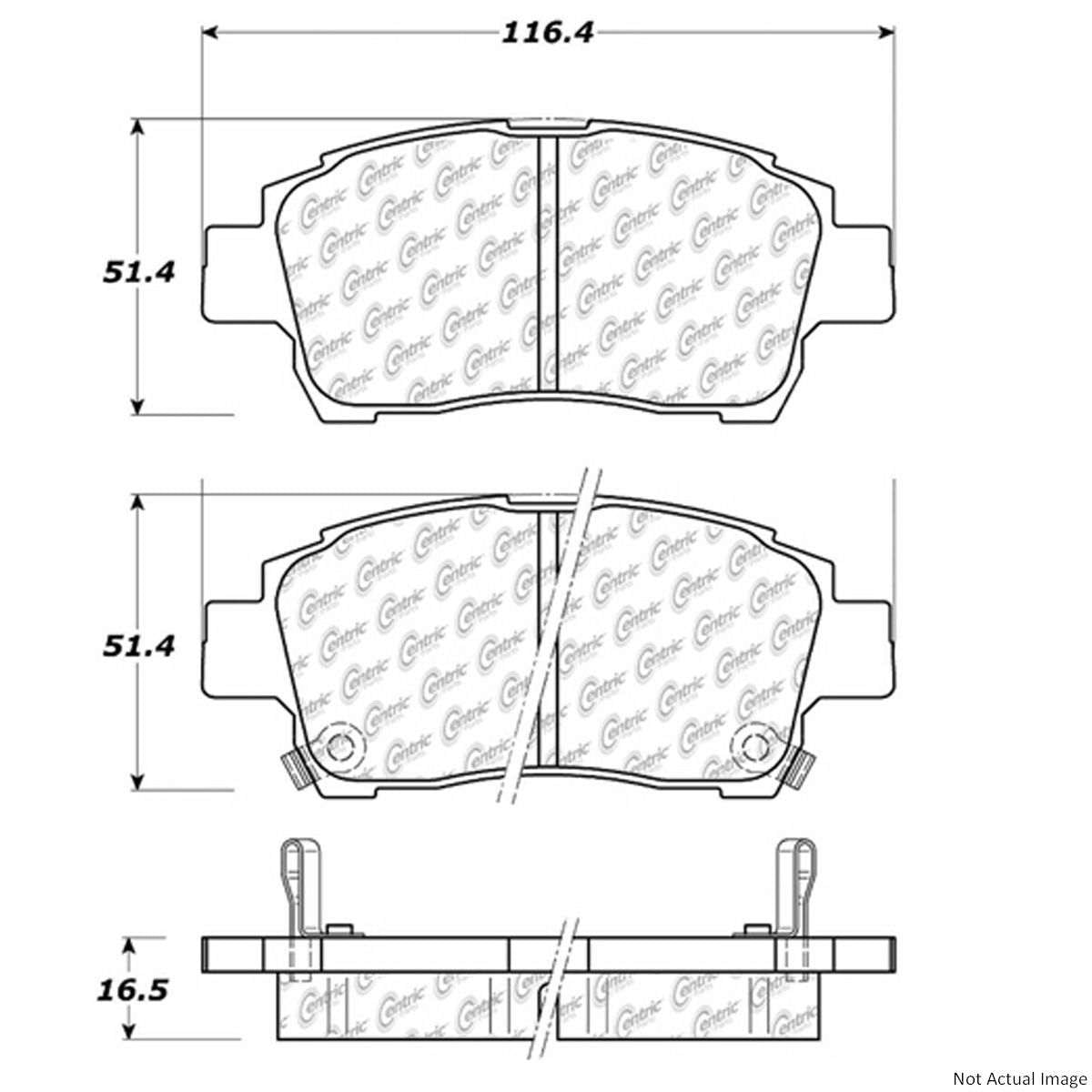 Front View of Front Disc Brake Pad Set CENTRIC 300.08220