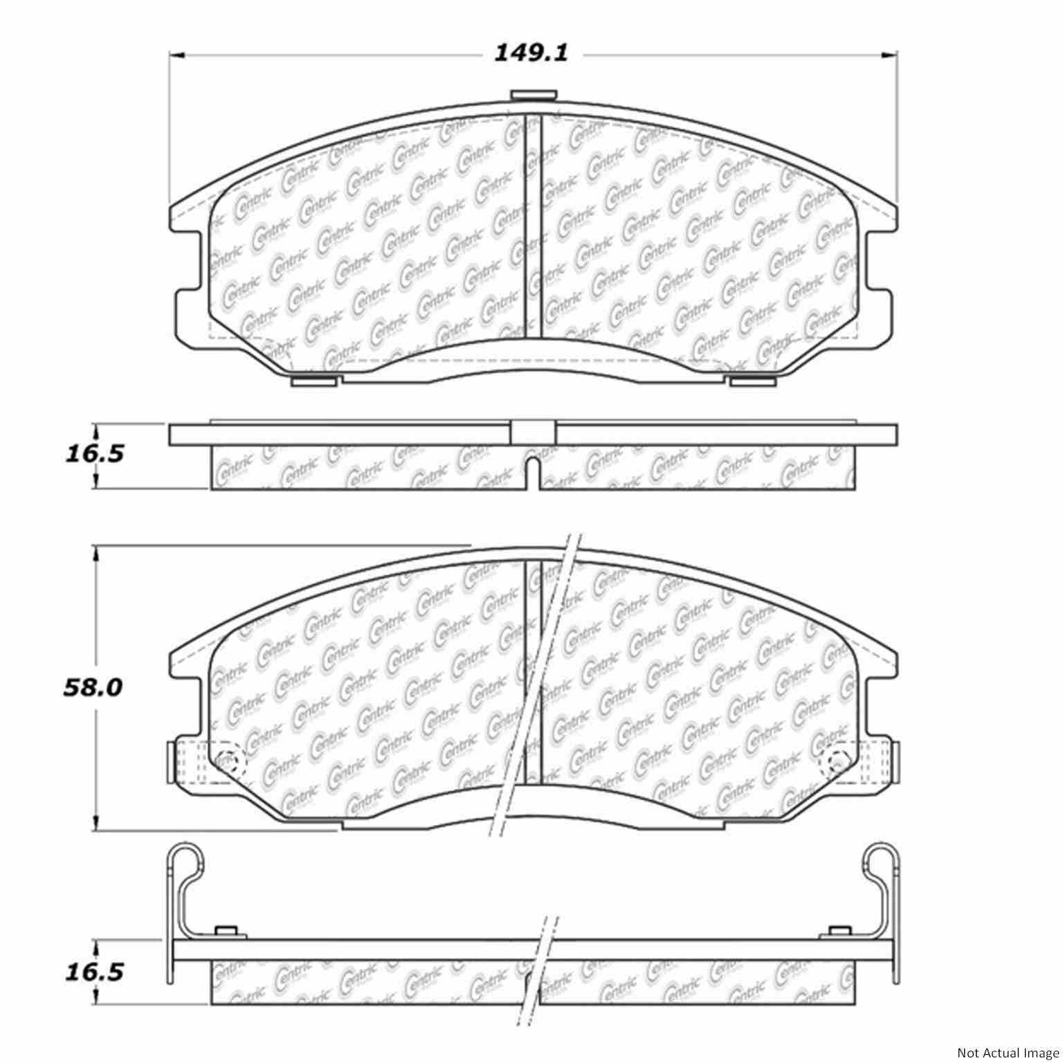 Front View of Front Disc Brake Pad Set CENTRIC 300.08640