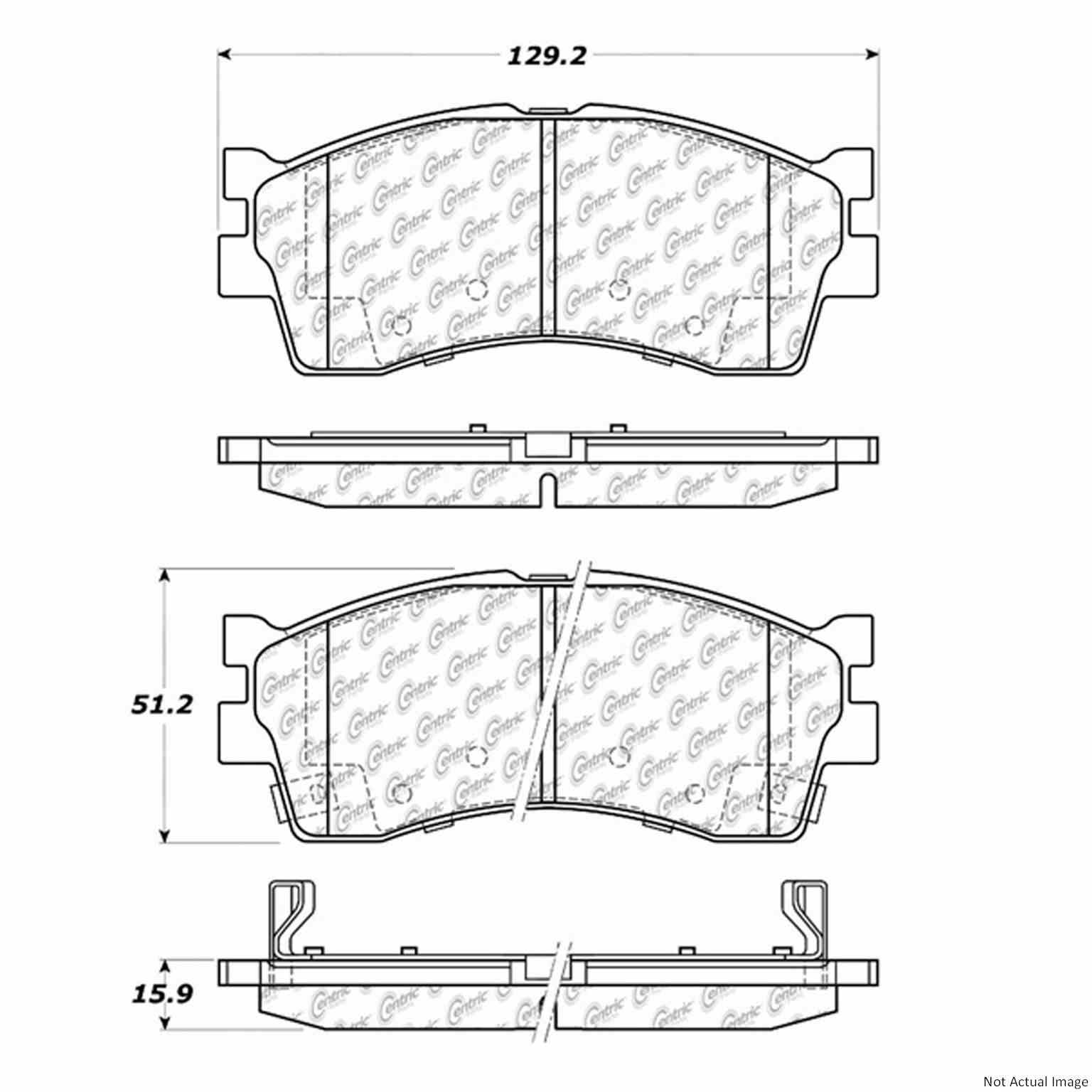 Front View of Front Disc Brake Pad Set CENTRIC 300.08890