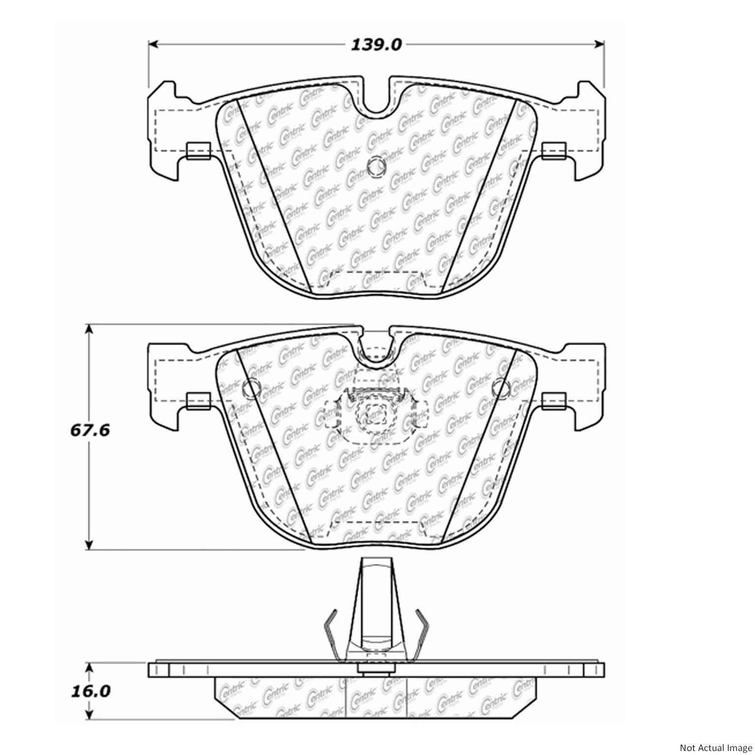 Front View of Rear Disc Brake Pad Set CENTRIC 300.09190