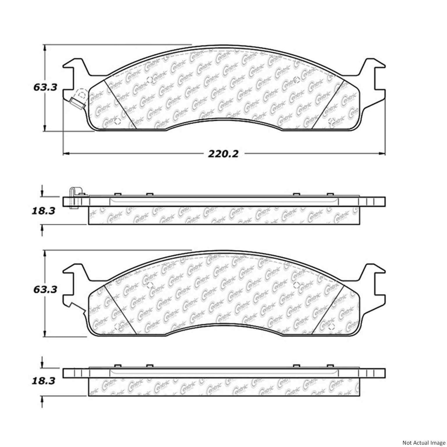 Front View of Front Disc Brake Pad Set CENTRIC 300.09650