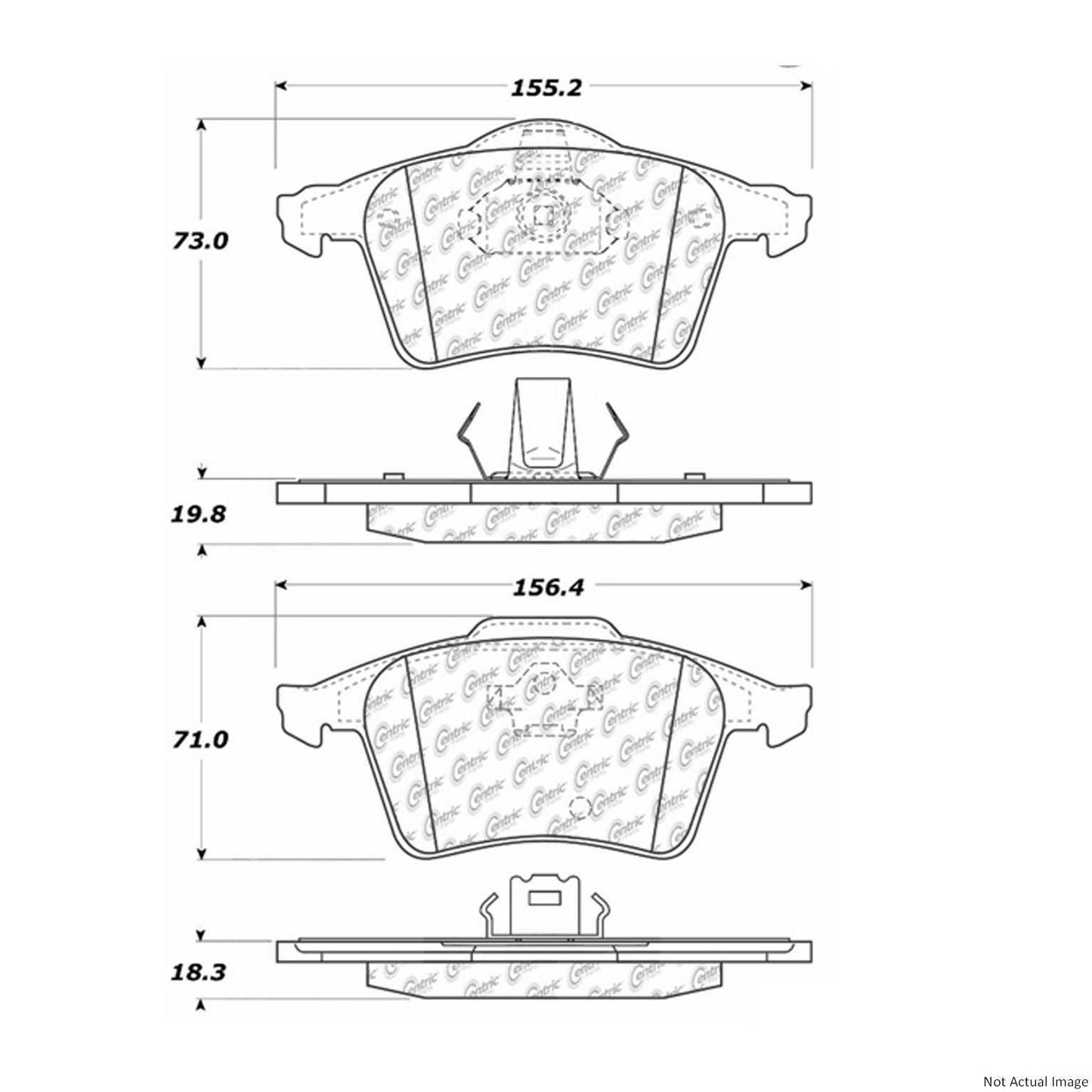 Front View of Front Disc Brake Pad Set CENTRIC 300.10030