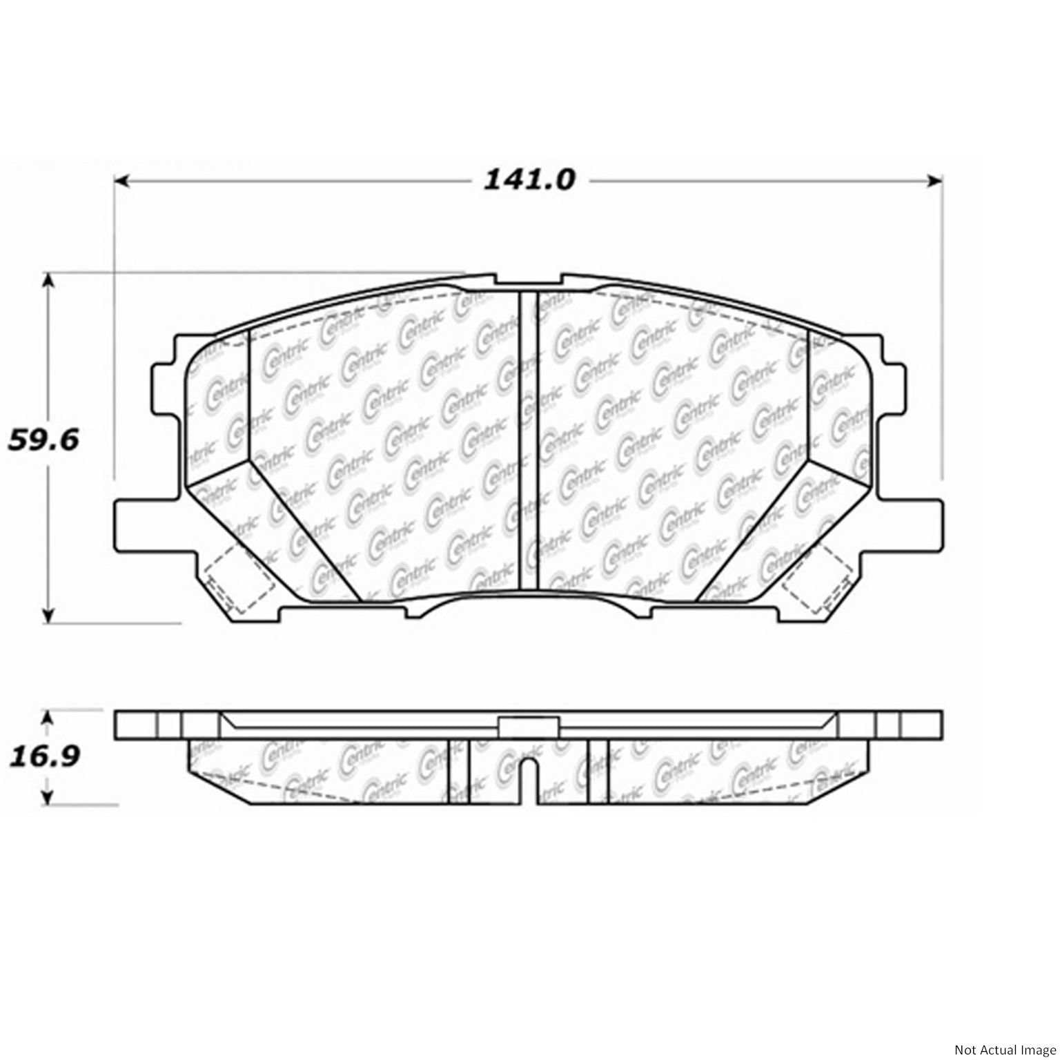 Front View of Front Disc Brake Pad Set CENTRIC 300.10050