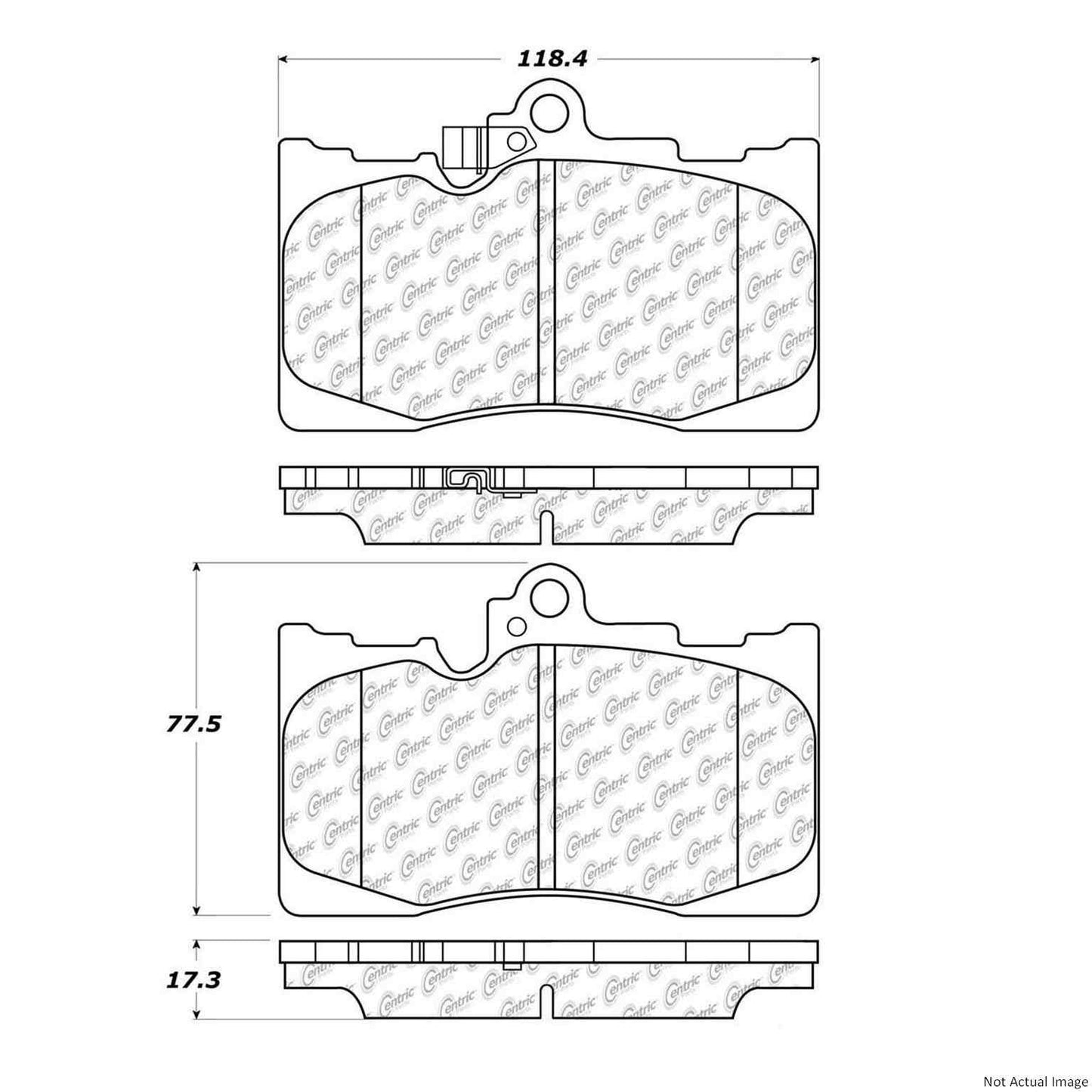 Front View of Front Disc Brake Pad Set CENTRIC 300.11180