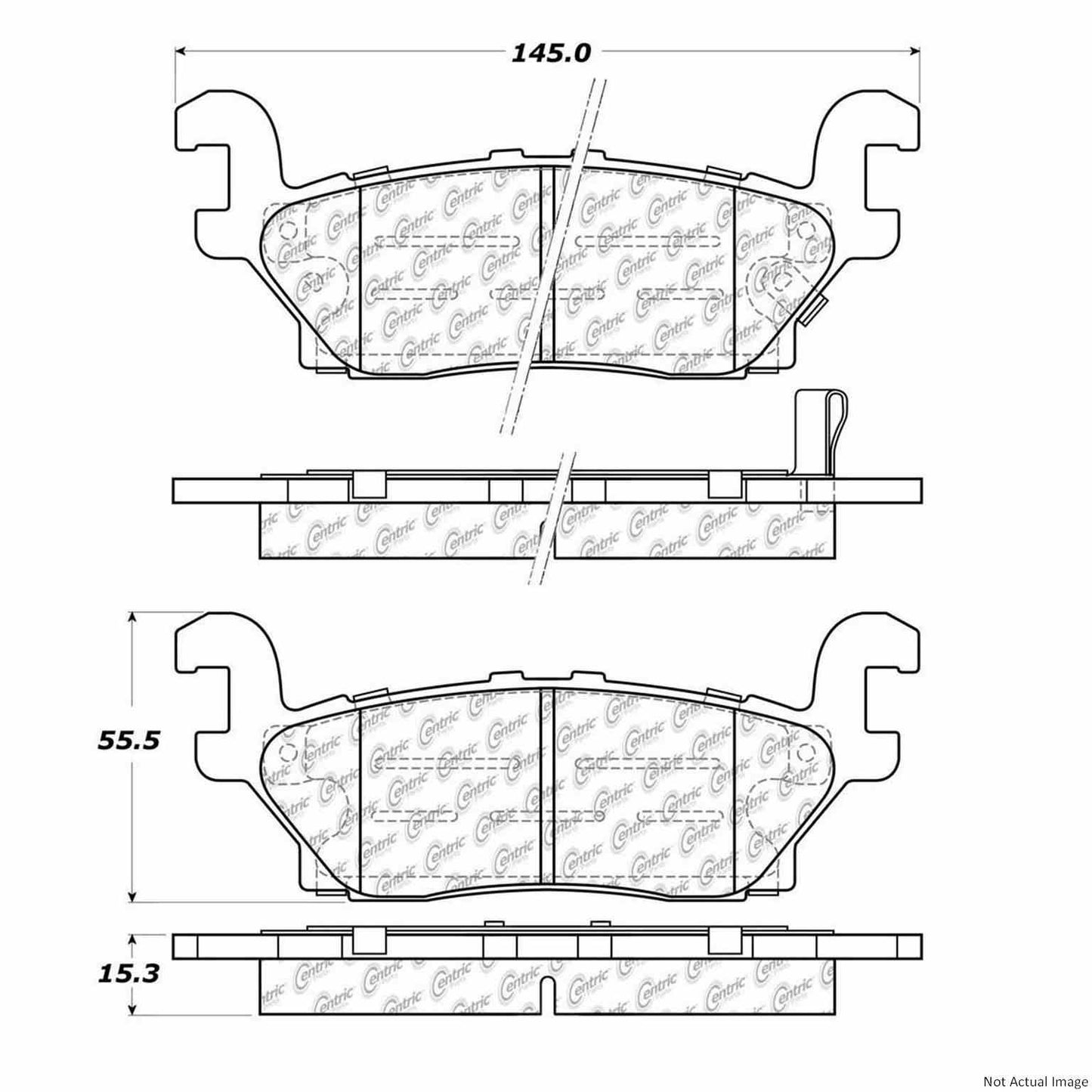 Front View of Rear Disc Brake Pad Set CENTRIC 300.11200