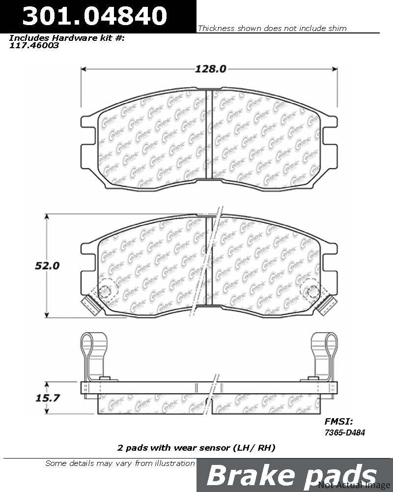 Front View of Front Disc Brake Pad Set CENTRIC 301.04840