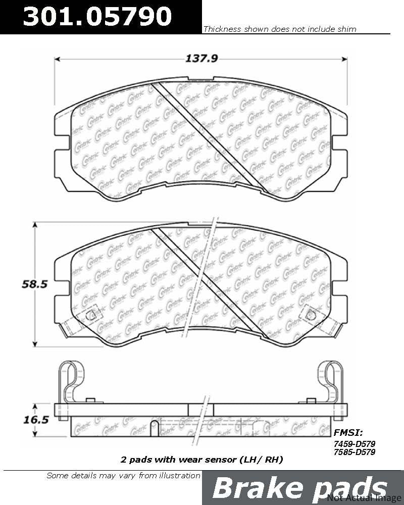 Front View of Front Disc Brake Pad Set CENTRIC 301.05790