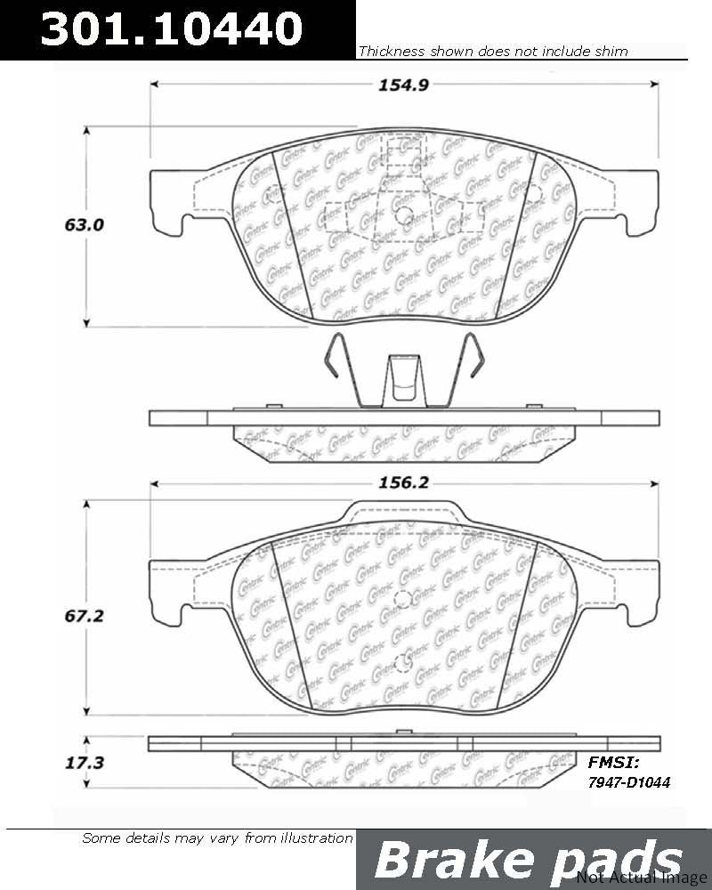 Front View of Front Disc Brake Pad Set CENTRIC 301.10440