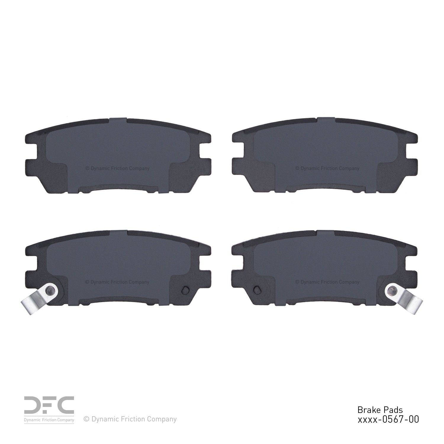 Back View of Rear Disc Brake Pad Set DYNAMIC 1551-0567-00