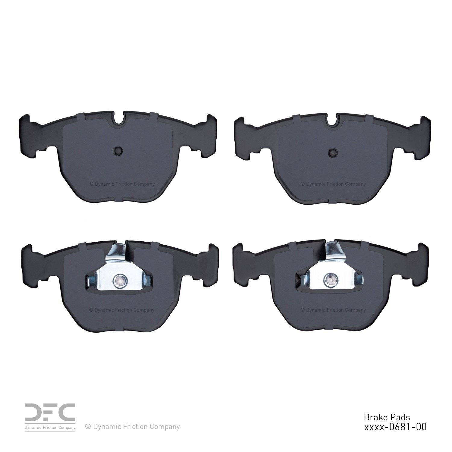 Back View of Front Disc Brake Pad Set DYNAMIC 1600-0681-00