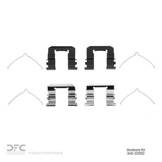 Top View of Front Disc Brake Hardware Kit DYNAMIC 340-03002