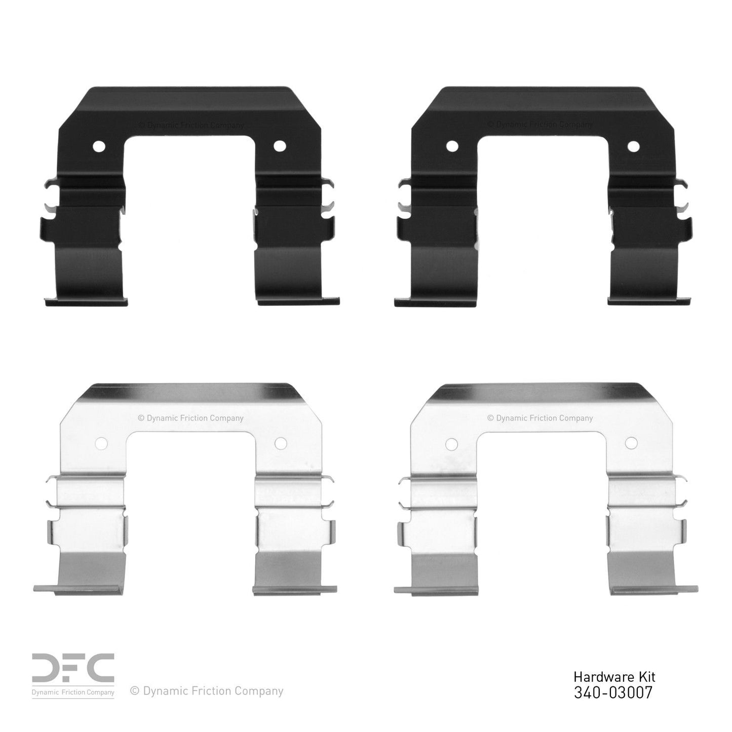 Top View of Front Disc Brake Hardware Kit DYNAMIC 340-03007
