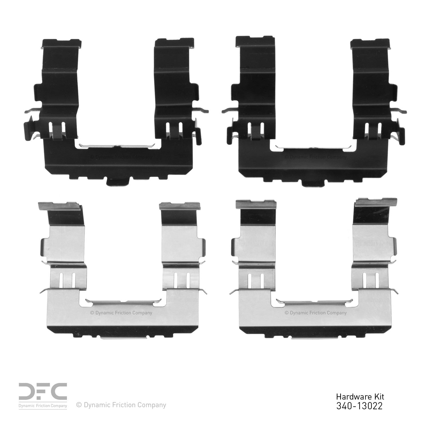 Top View of Front Disc Brake Hardware Kit DYNAMIC 340-13022