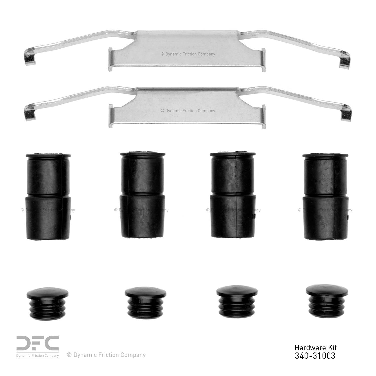 Top View of Front Disc Brake Hardware Kit DYNAMIC 340-31003