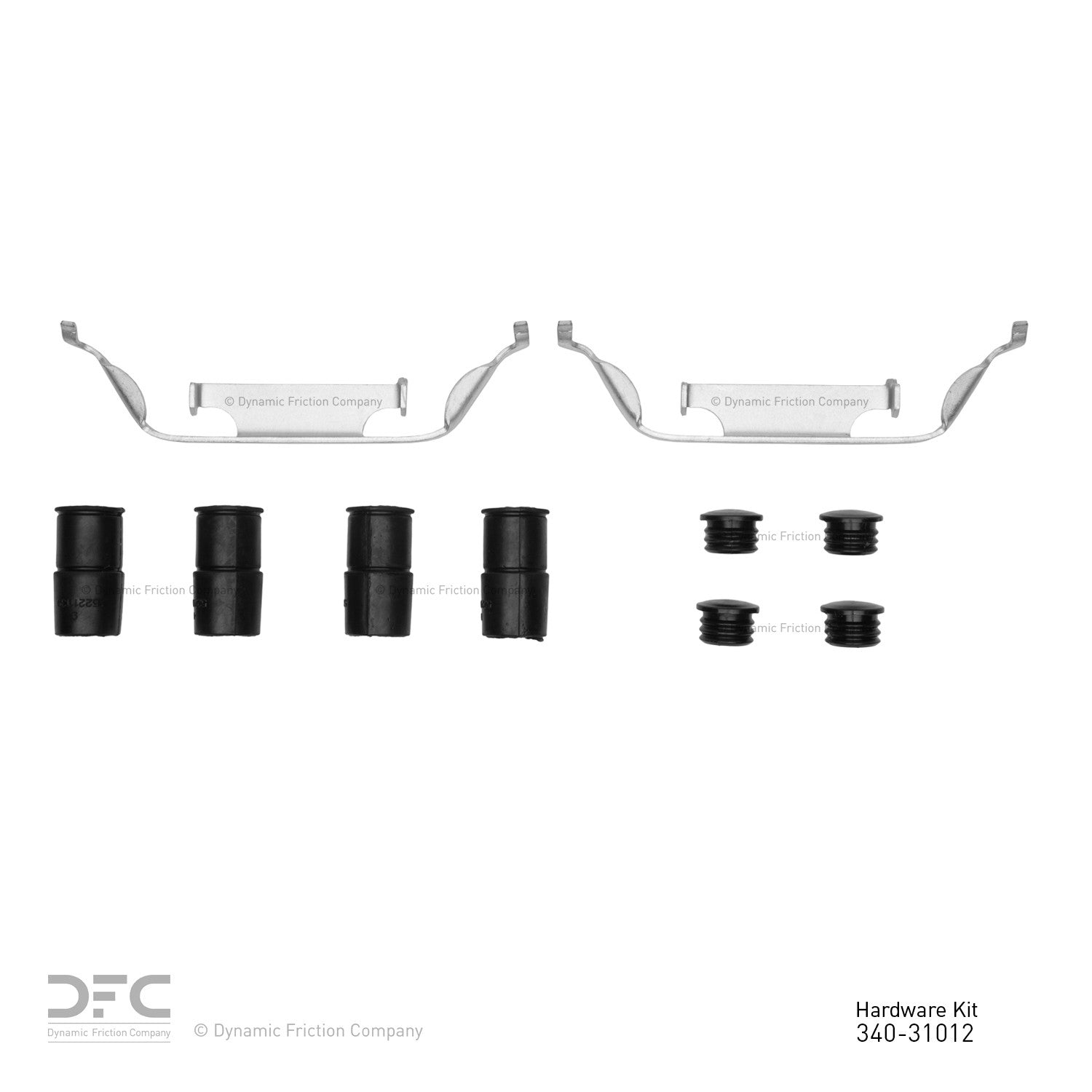 Top View of Front Disc Brake Hardware Kit DYNAMIC 340-31012