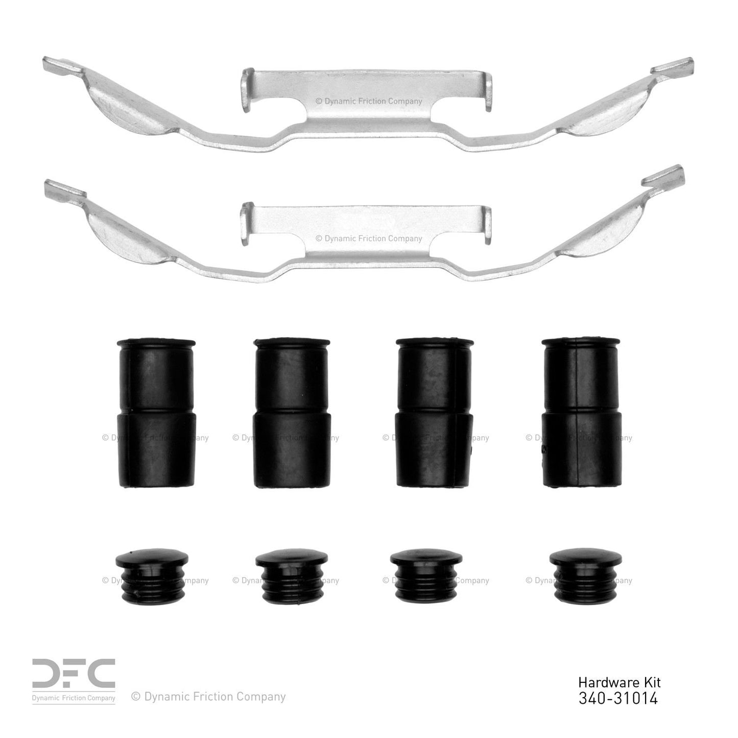 Top View of Front Disc Brake Hardware Kit DYNAMIC 340-31014