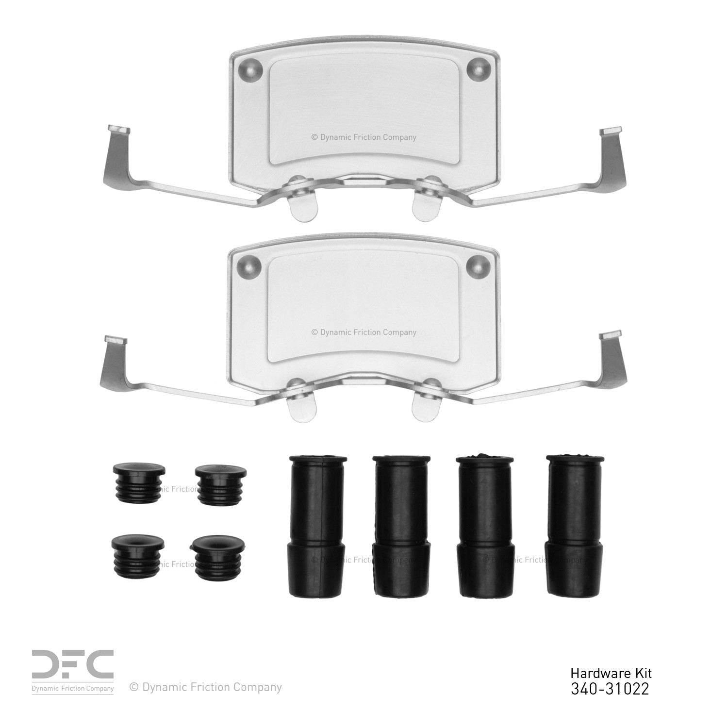 Top View of Front Disc Brake Hardware Kit DYNAMIC 340-31022