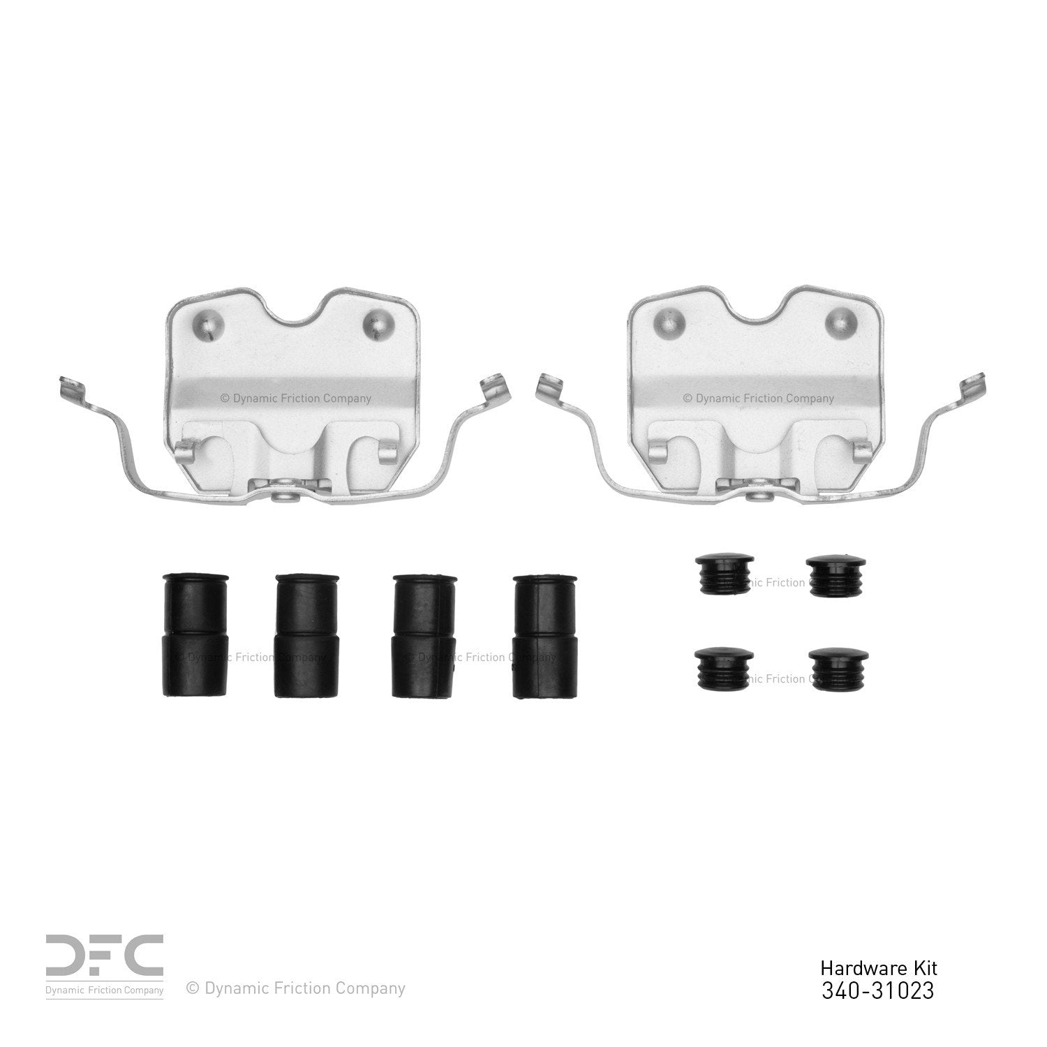 Top View of Front Disc Brake Hardware Kit DYNAMIC 340-31023