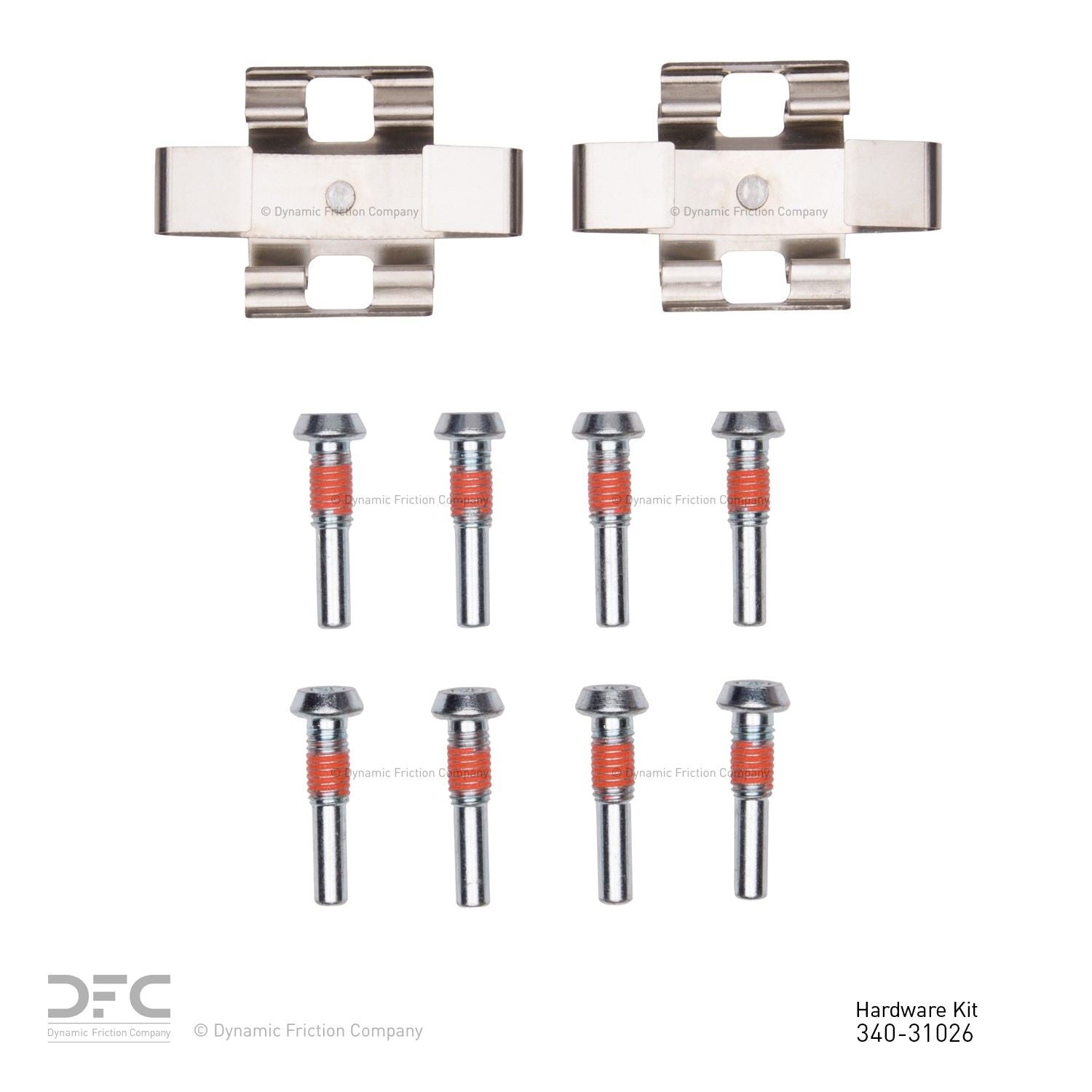 Top View of Front Disc Brake Hardware Kit DYNAMIC 340-31026