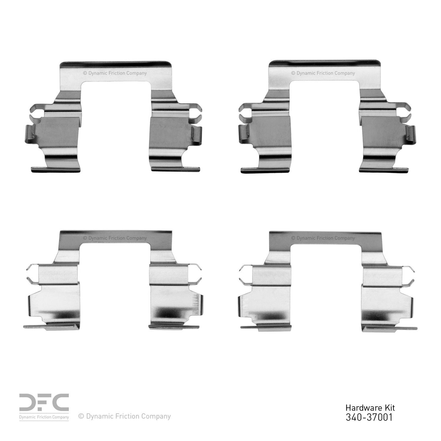 Top View of Front Disc Brake Hardware Kit DYNAMIC 340-37001