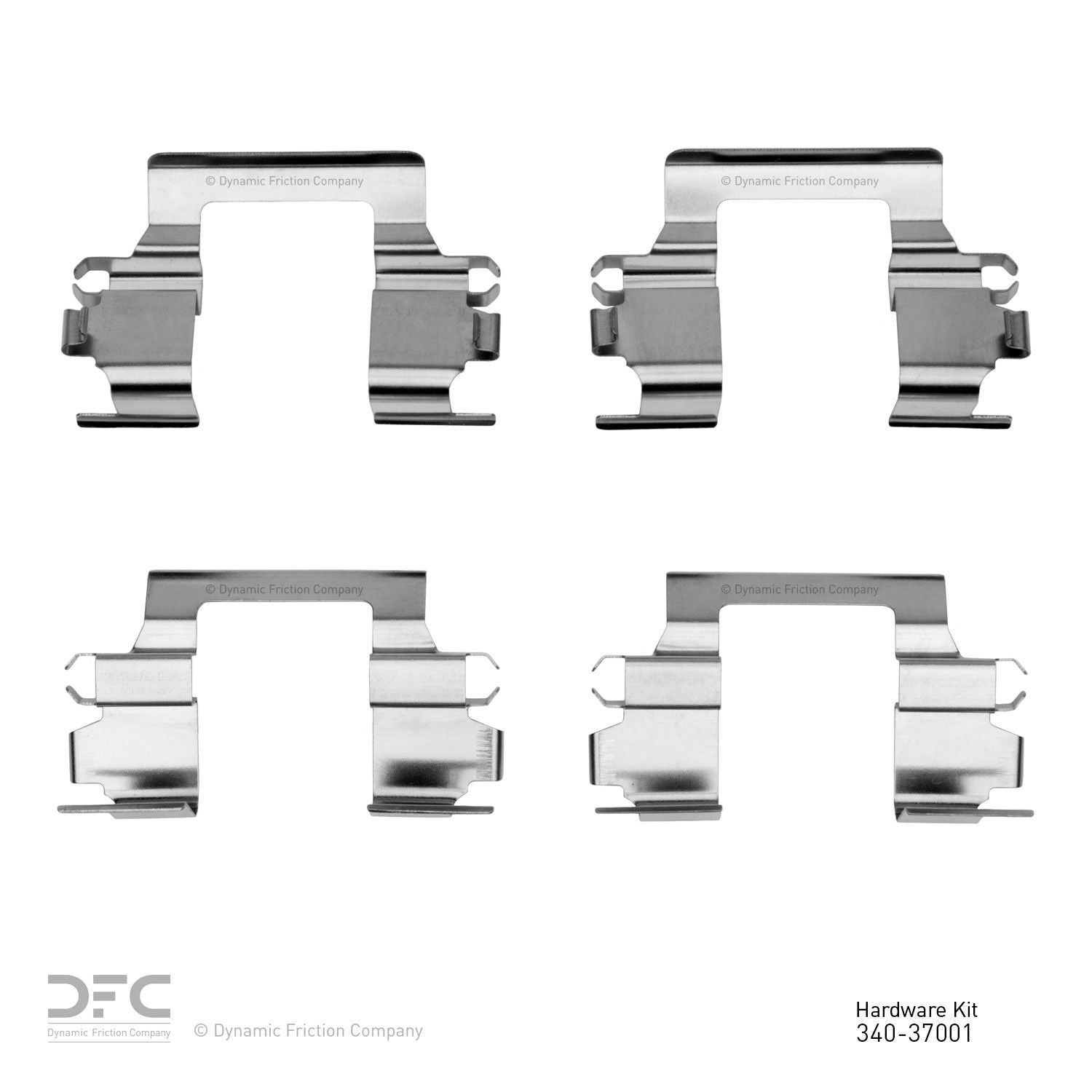 Top View of Front Disc Brake Hardware Kit DYNAMIC 340-37001