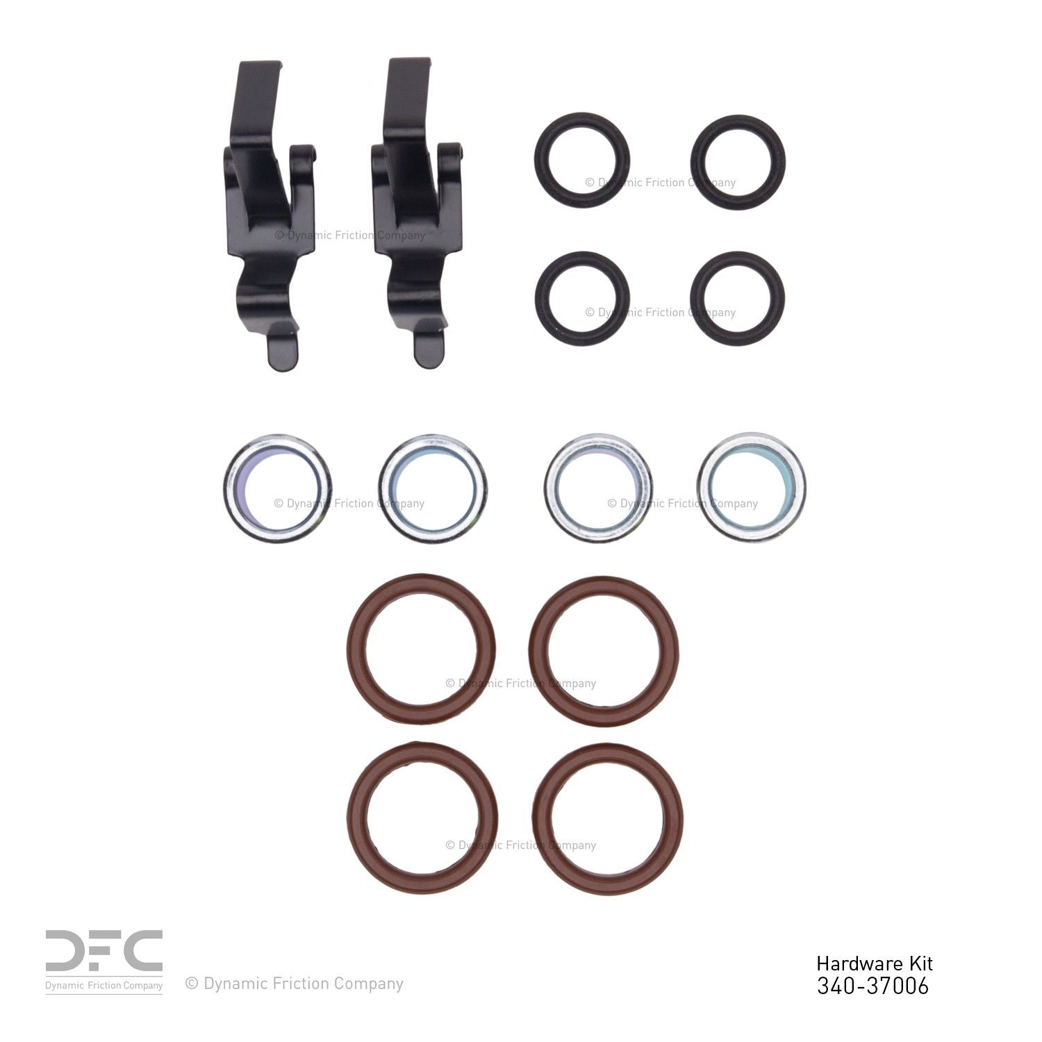 Top View of Front Disc Brake Hardware Kit DYNAMIC 340-37006