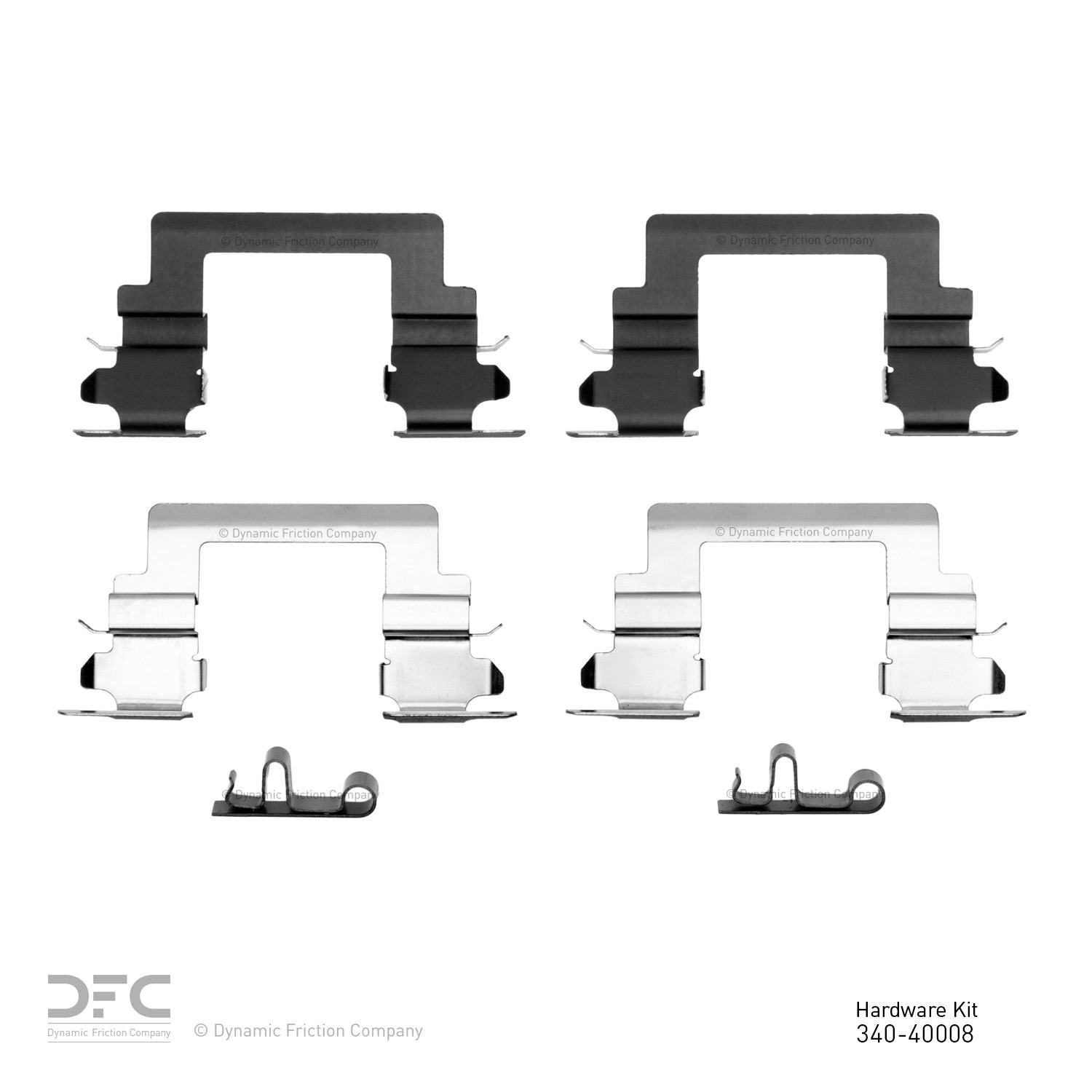 Top View of Front Disc Brake Hardware Kit DYNAMIC 340-40008