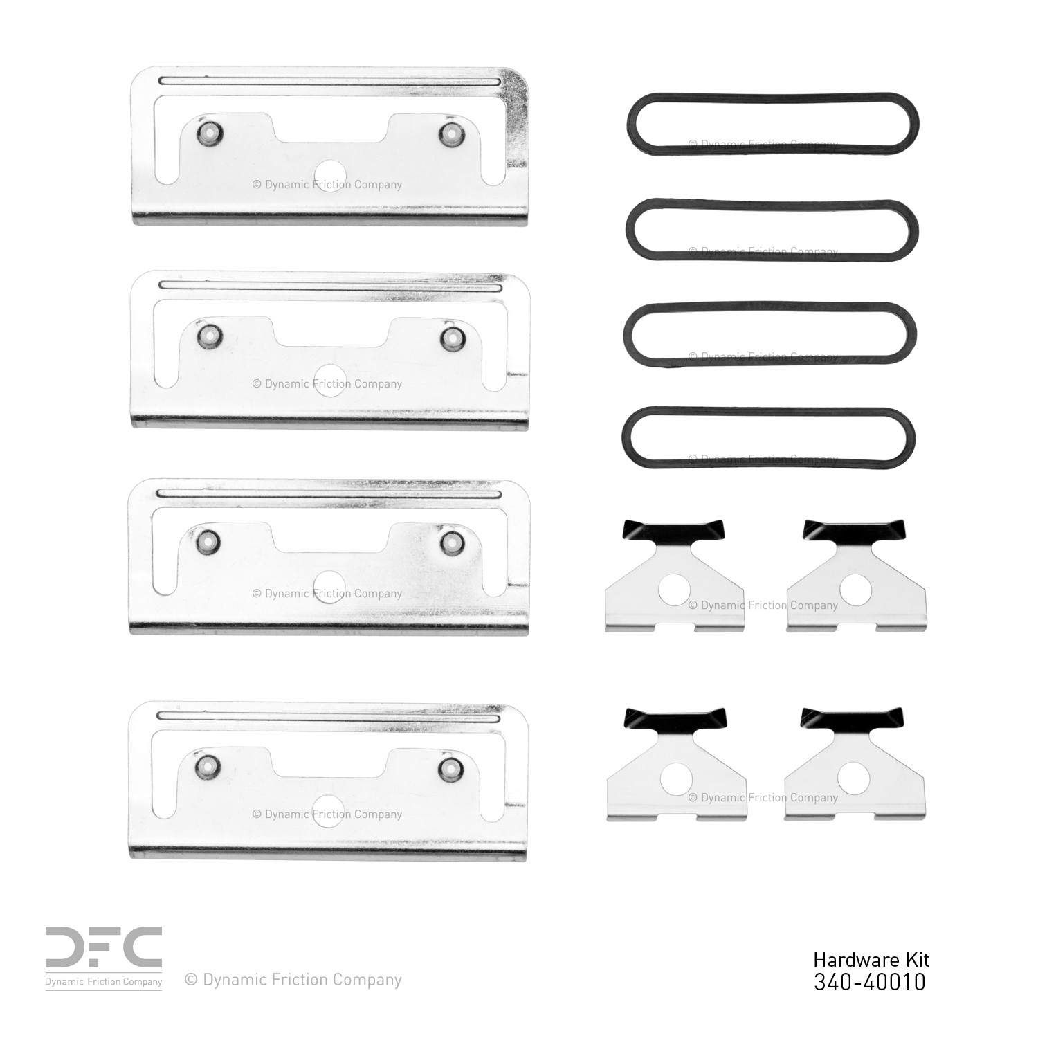 Top View of Front Disc Brake Hardware Kit DYNAMIC 340-40010