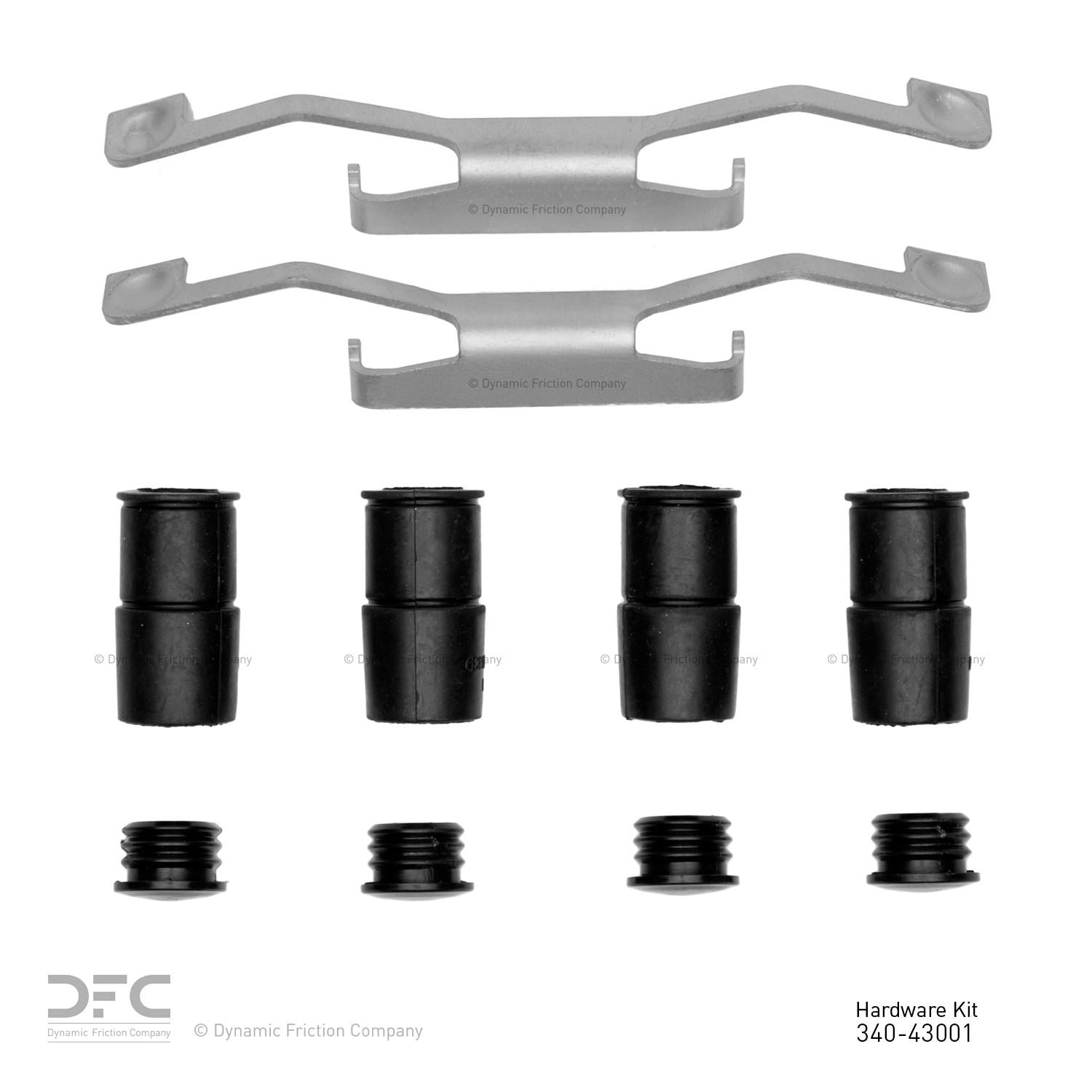 Top View of Front Disc Brake Hardware Kit DYNAMIC 340-43001