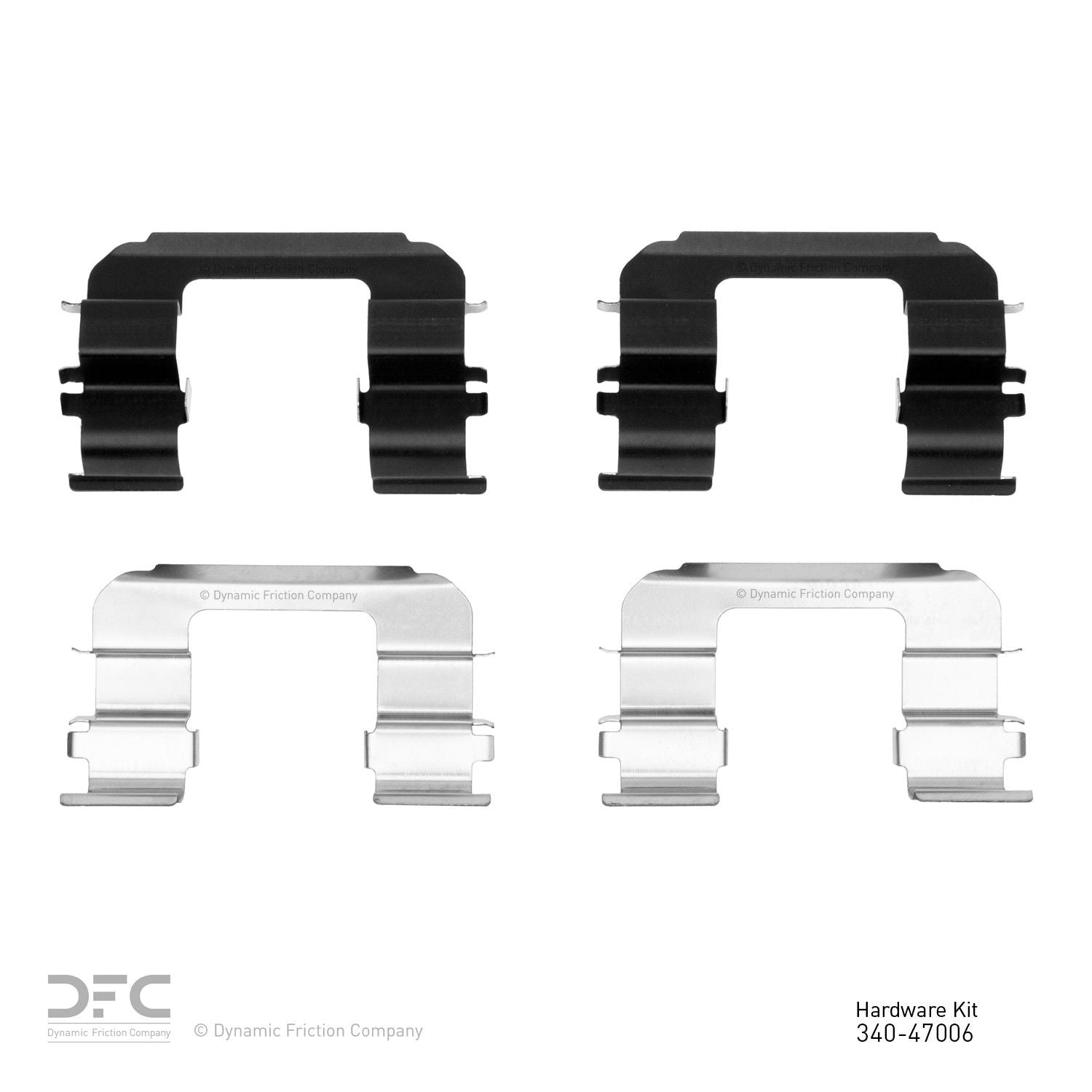 Top View of Front Disc Brake Hardware Kit DYNAMIC 340-47006