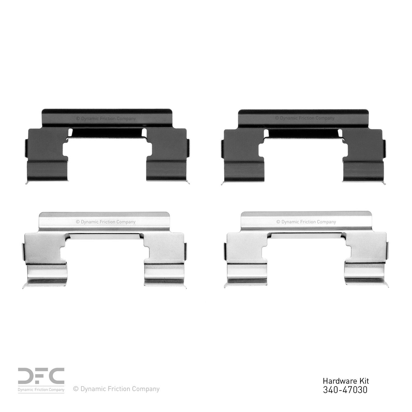 Top View of Front Disc Brake Hardware Kit DYNAMIC 340-47030