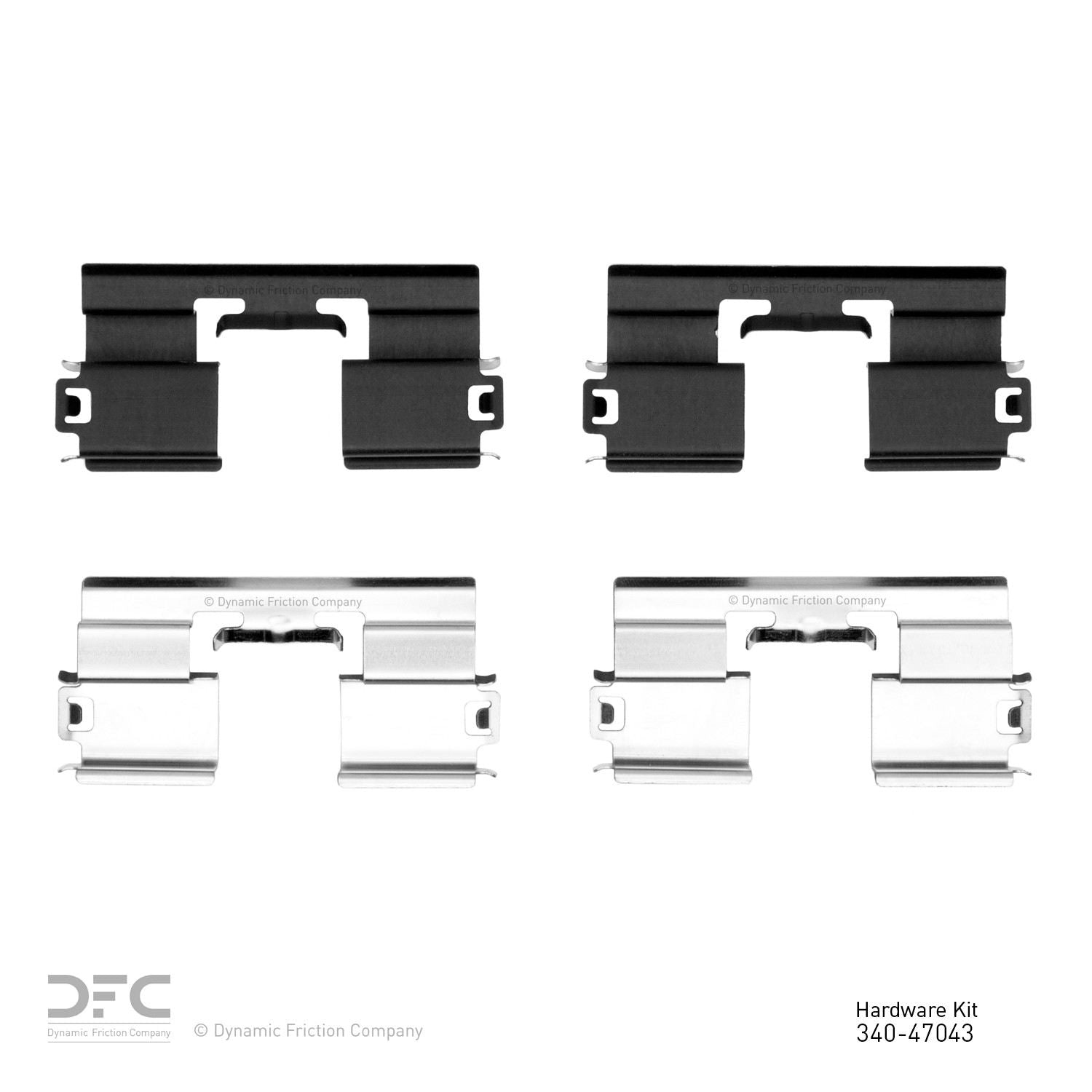 Top View of Rear Disc Brake Hardware Kit DYNAMIC 340-47043