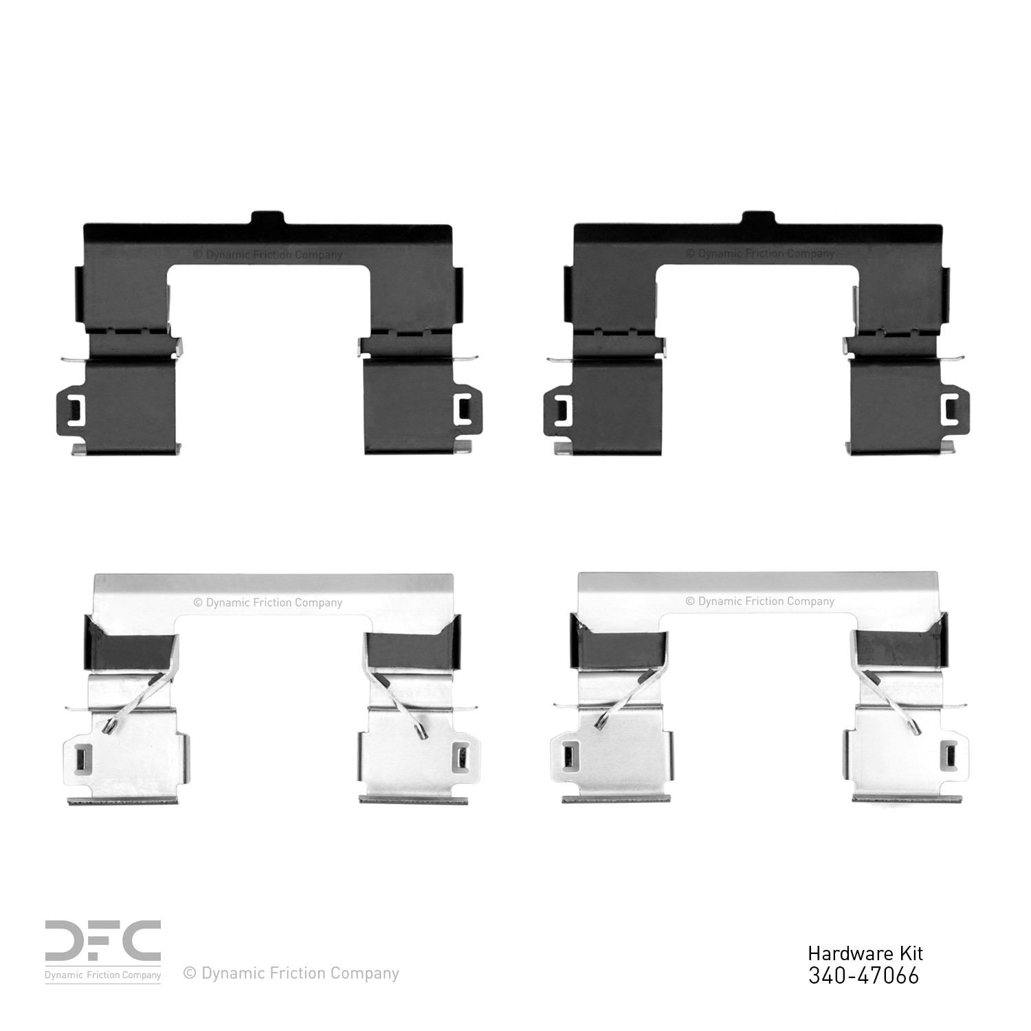 Top View of Front Disc Brake Hardware Kit DYNAMIC 340-47066