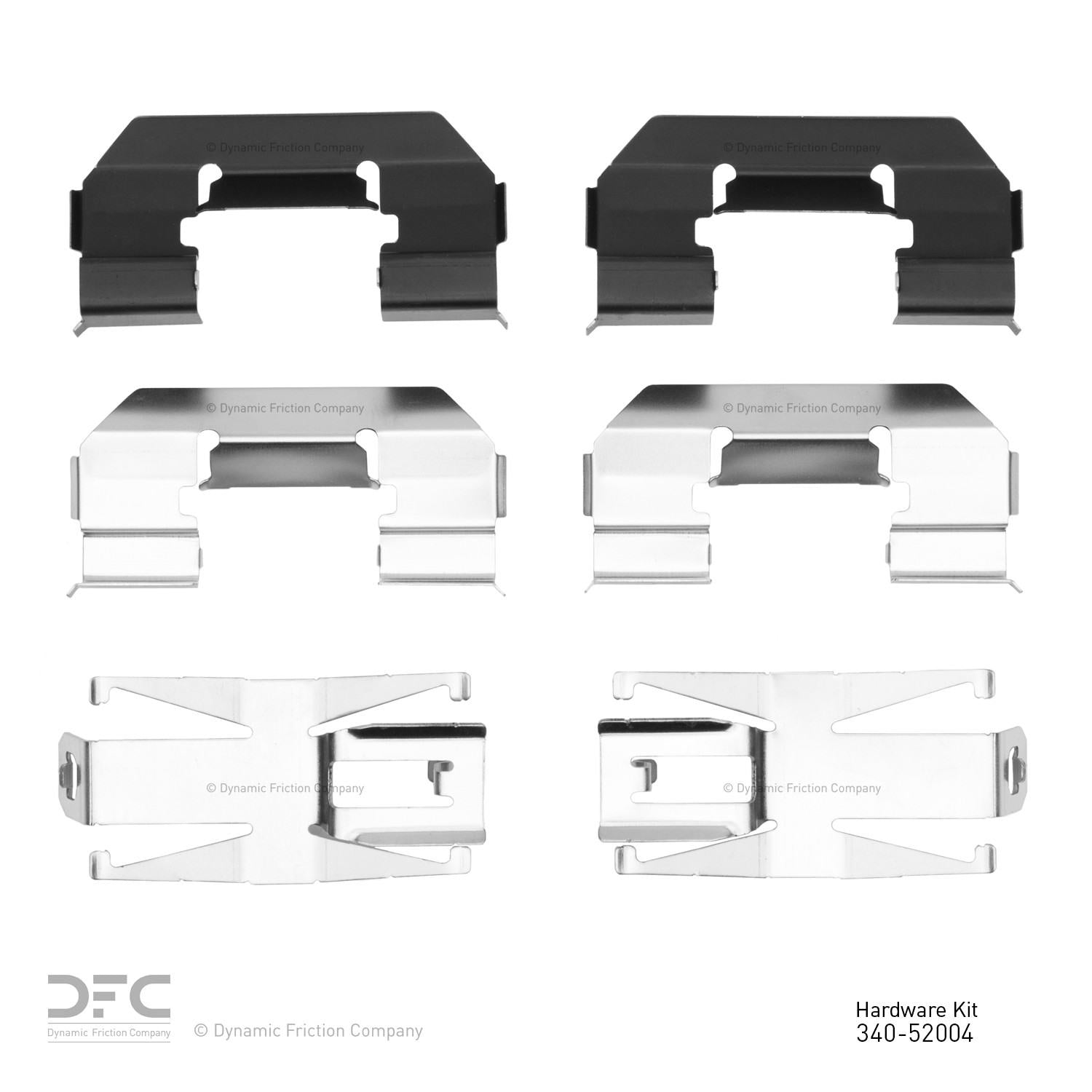 Top View of Front Disc Brake Hardware Kit DYNAMIC 340-52004