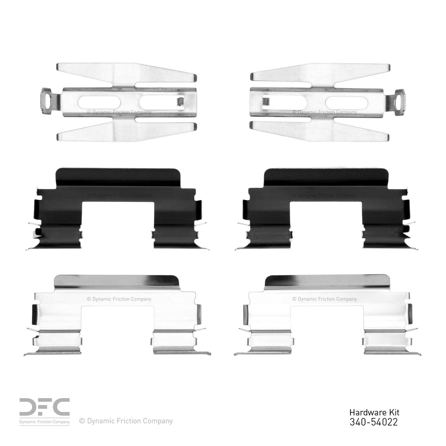 Top View of Front Disc Brake Hardware Kit DYNAMIC 340-54022