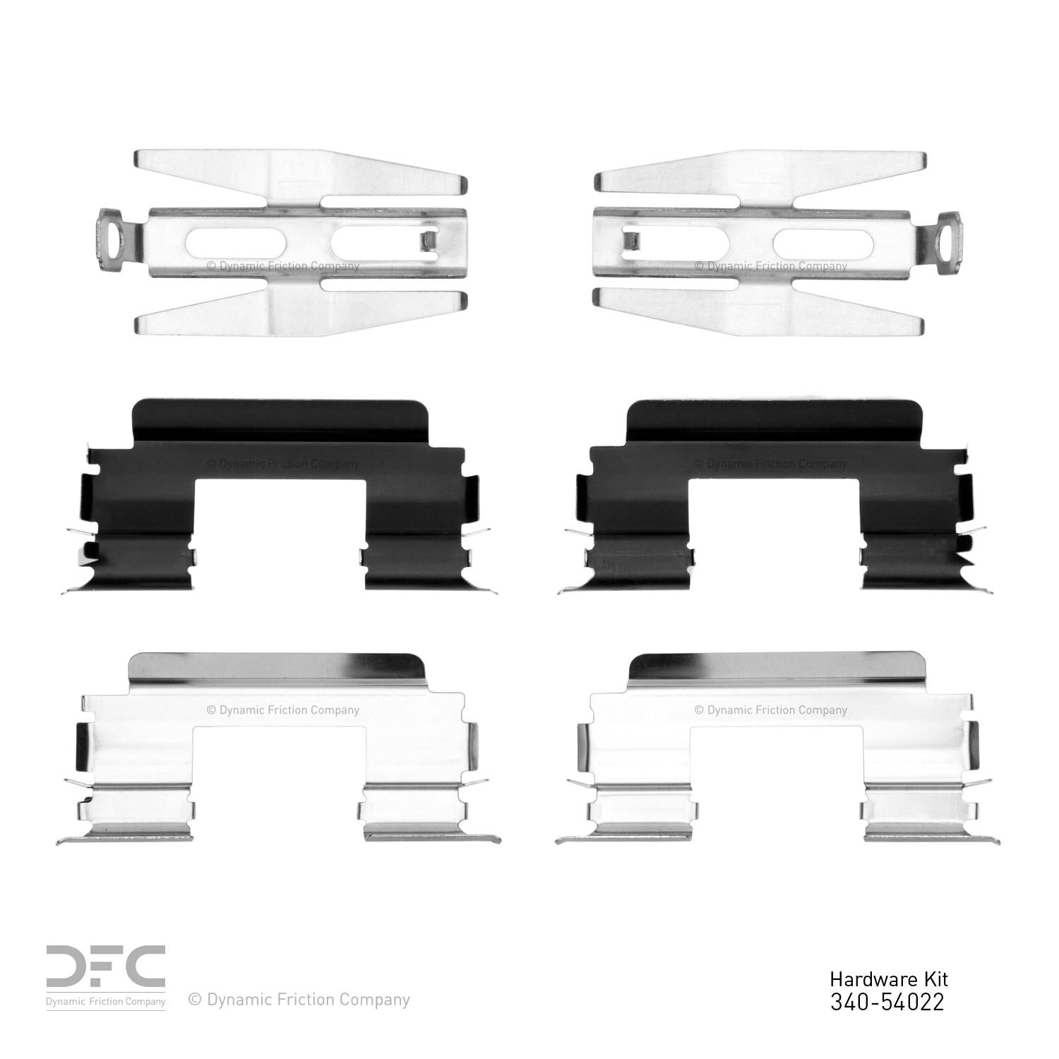 Top View of Front Disc Brake Hardware Kit DYNAMIC 340-54022