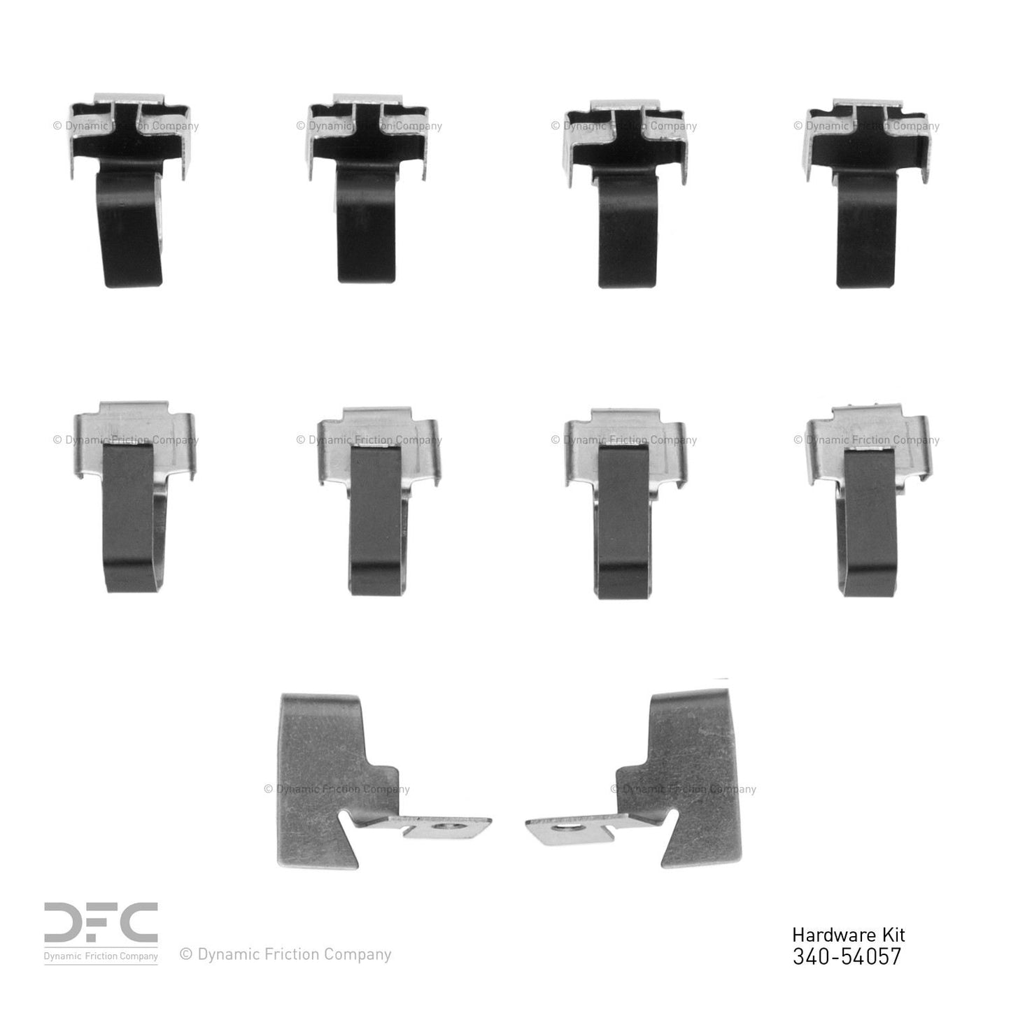 Top View of Front Disc Brake Hardware Kit DYNAMIC 340-54057