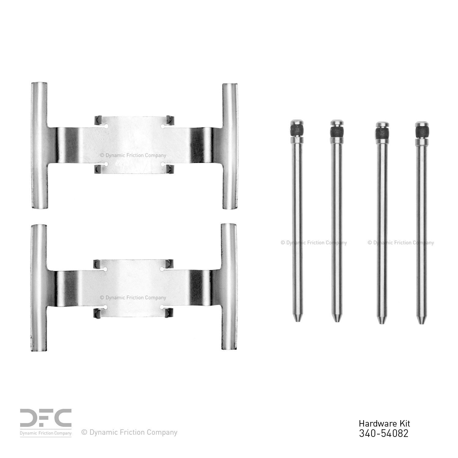 Top View of Front Disc Brake Hardware Kit DYNAMIC 340-54082